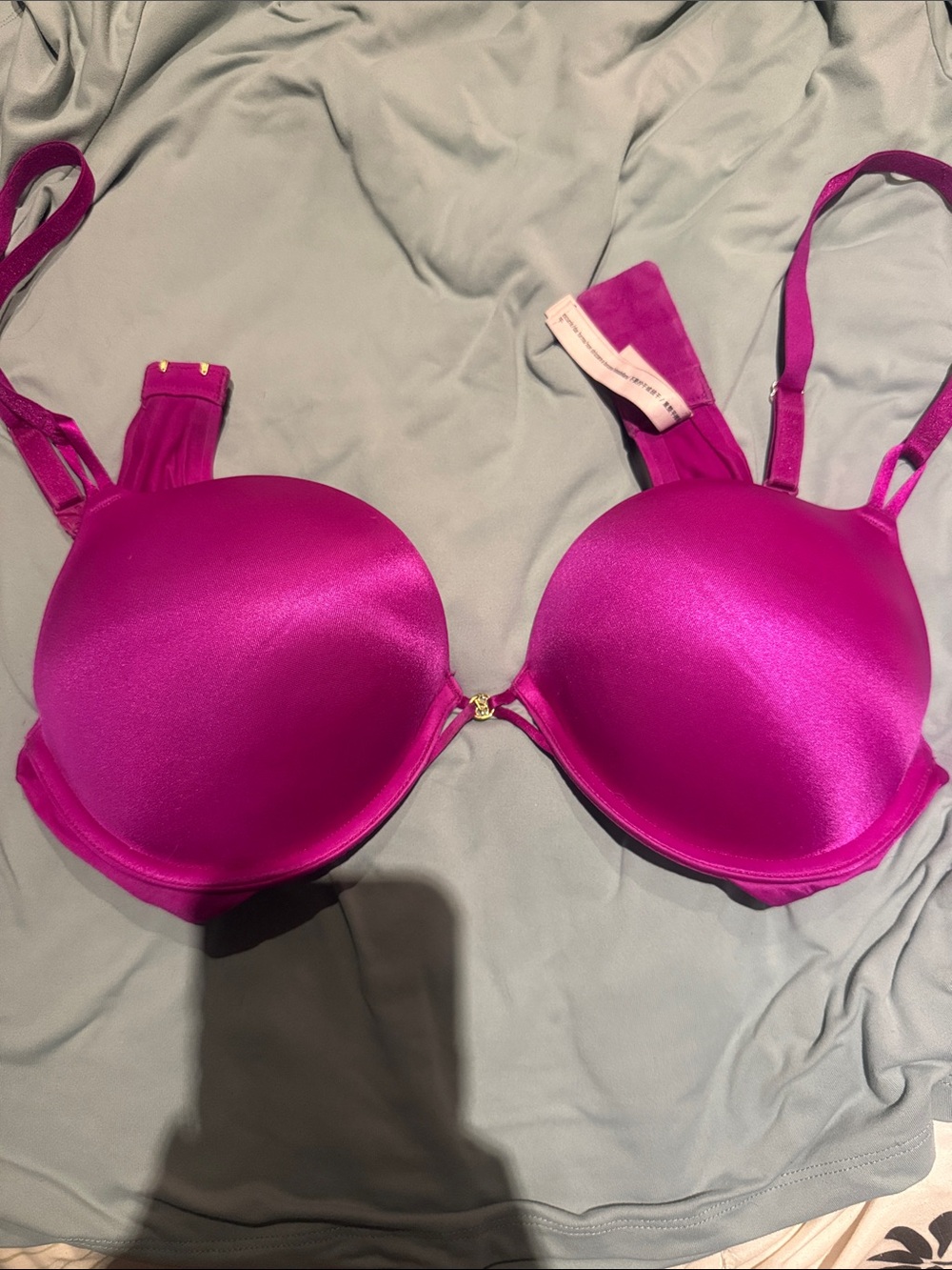 Victoria's Secret Satin Push-Up Bra in Fuchsia